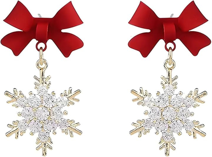 Fashion Crystal Snowflake Dangle Drop Earrings - Sparkling Handmade Colorful Rhinestone Snowflake... | Amazon (US)