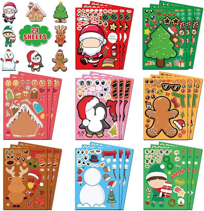 Stocking Stuffers for Kids - Christmas Stickers - DIY Christmas Crafts for Kid - Kids Xmas Decora... | Amazon (US)