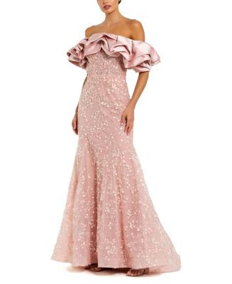 Beaded Applique Off the Shoulder Mermaid Gown | Bloomingdale's (US)
