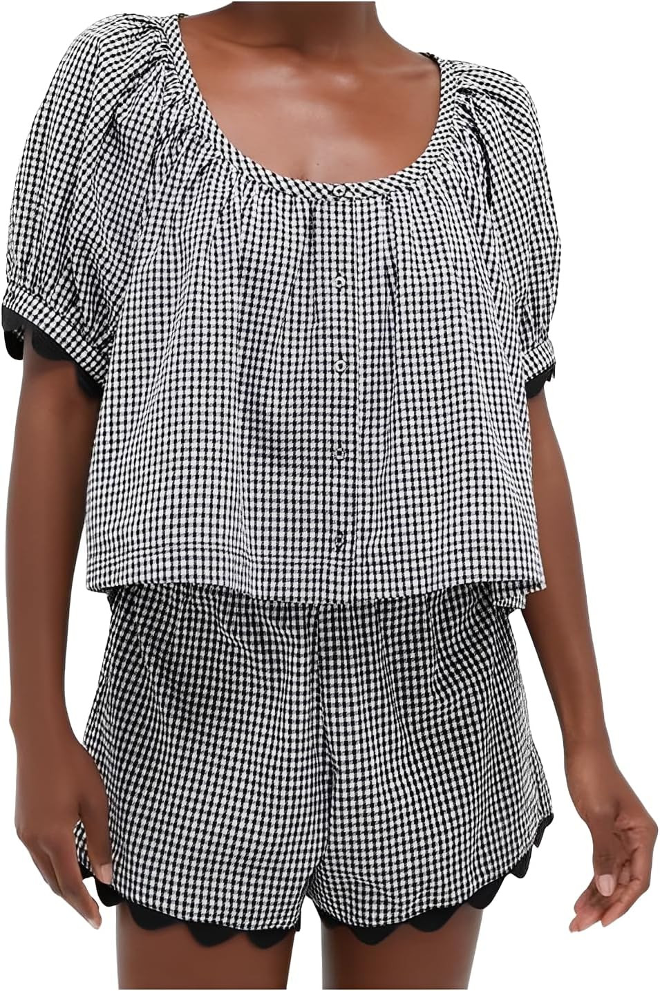 VAOYIU Two Piece Sets for Women Summer Casual Gingham Outfits | Amazon (US)