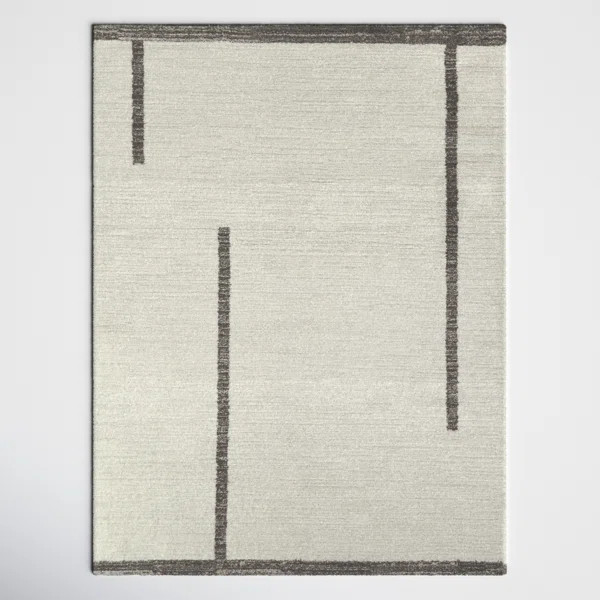Kinsler Abstract Machine Woven Cream/Gray Area Rug | Wayfair Professional