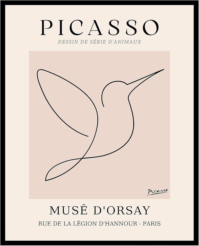 Poster Master Vintage Picasso Poster - Retro One Line Hummingbird Drawing Print - Bird Line Art -... | Amazon (US)