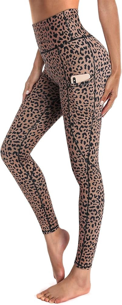OUGES Womens High Waist Yoga Pants with Pockets Workout Running Leggings | Amazon (US)
