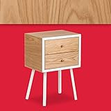 Universal Expert Abacus Modern Side Table with 2 Drawers, Wood Bedside Storage Nightstand, Oak and W | Amazon (US)