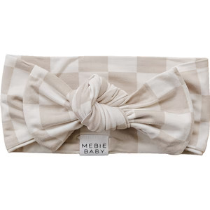 Taupe Checkered Bamboo Head Wrap | Mebie Baby