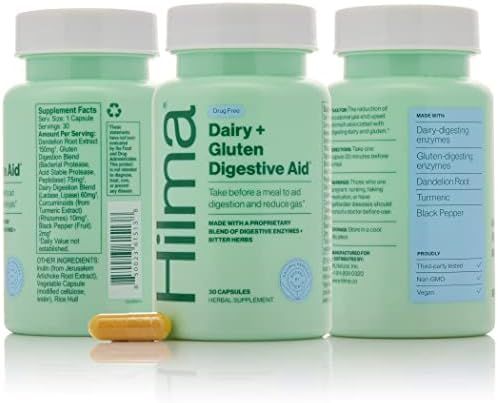 Hilma Digestive Enzymes for Digestion - Natural Gluten & Dairy Relief Pills - Stop Gas, Bloating, &  | Amazon (US)