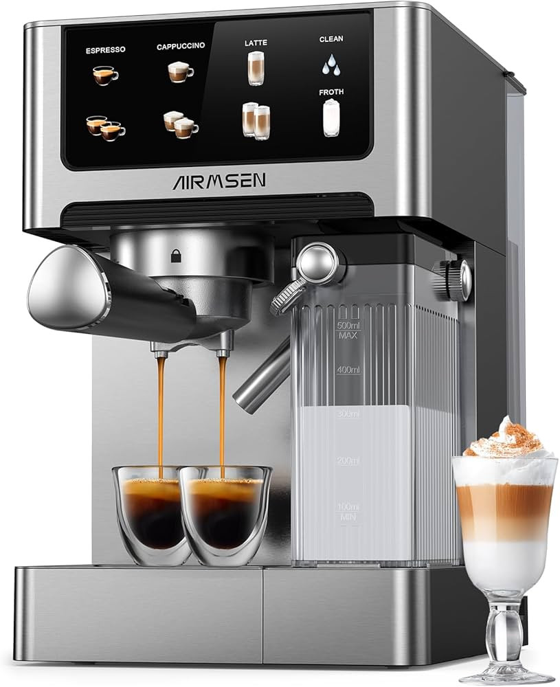 AIRMSEN 20 Bar Espresso Machine with Automatic Milk Frother, Cappuccino & Latte Coffee Maker with... | Amazon (US)