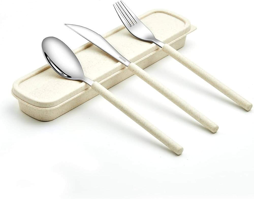 ArderLive 3 PCS Outdoor Flatware Set with Case, Fork Spoon Knife/Travel Set for Travel, Lunch Box... | Amazon (US)