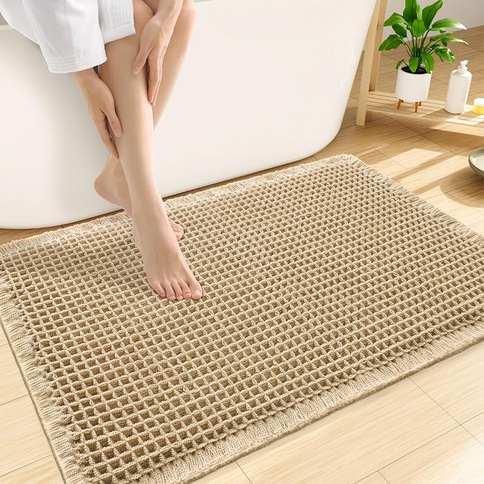 Smiry Waffle Bath Mat 30x20, Extra Soft Absorbent Bathroom Rugs, Non Slip Machine Washable Quick ... | Amazon (US)