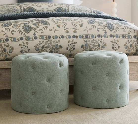 Tufted Upholstered Accent Stool | Pottery Barn (US)