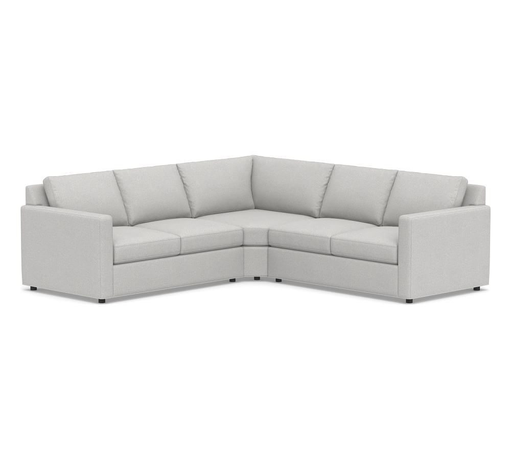 Sanford Square Arm Upholstered 3-Piece L-Shaped Wedge Sectional, Polyester Wrapped Cushions, Park... | Pottery Barn (US)