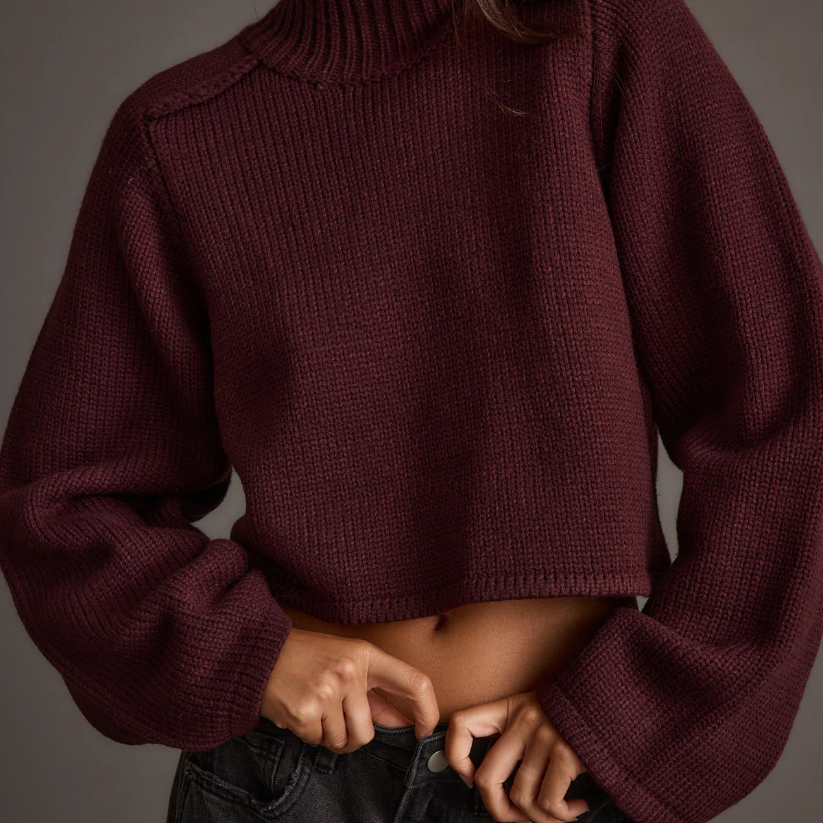 Arden Plum Cropped Sweater | 12th Tribe