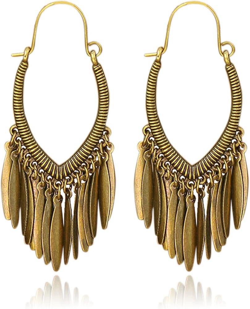 Bohemian Earrings Vintage Antique Retro Earrings Handmade Bohemian Vintage Bronze Tassel Geometry... | Amazon (US)