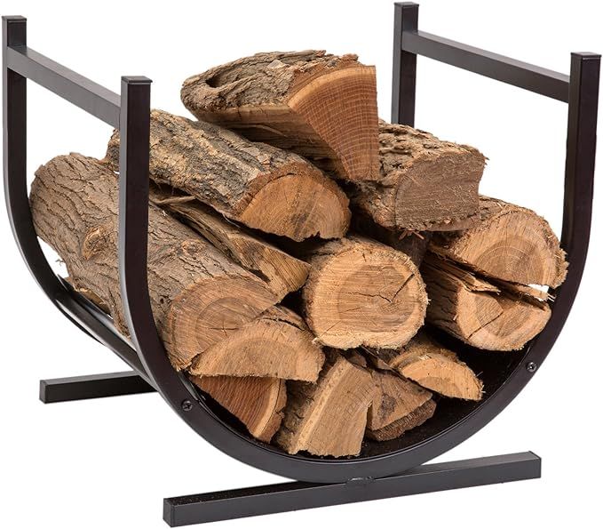 DOEWORKS Small Decorative Indoor/Outdoor Firewood Racks Fireside Log Rack, Black | Amazon (US)