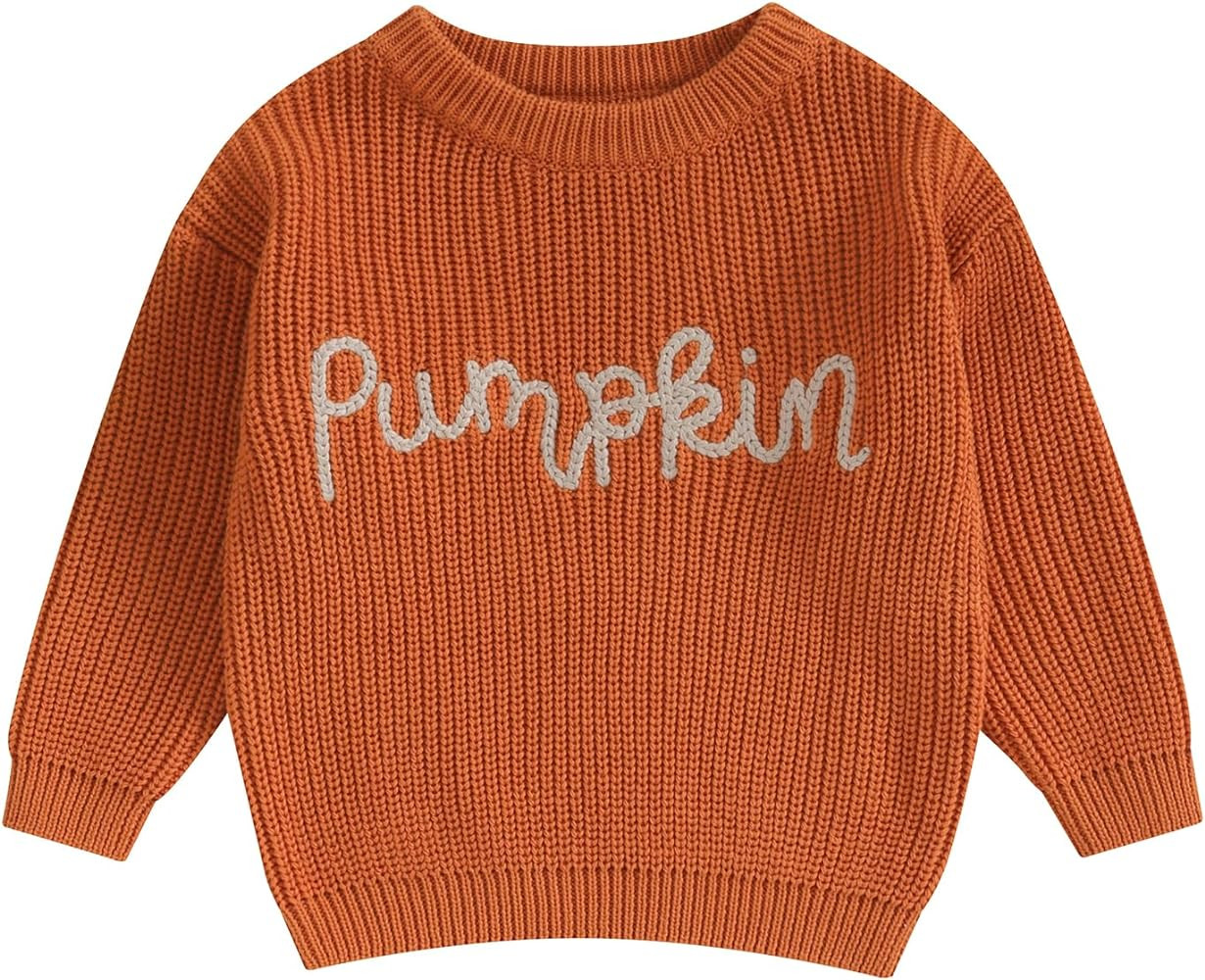 Baby Girl Cable Knit Sweater Long Sleeve Boho Floral Embroidery Oversized Sweatshirt Warm Fall Wi... | Amazon (US)