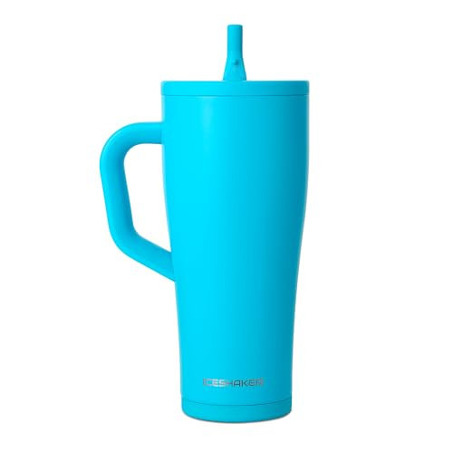 Ice Shaker 32 oz Tumbler with Handle and Straw | 32oz Caribbean Blue | Cold for 30+ Hours | 2-in-1 Tumbler Shaker Bottle | Odor-Free 32 ounce Bottle for Water, Protein Shakes, Smoothies, Cocktails | Amazon (US)