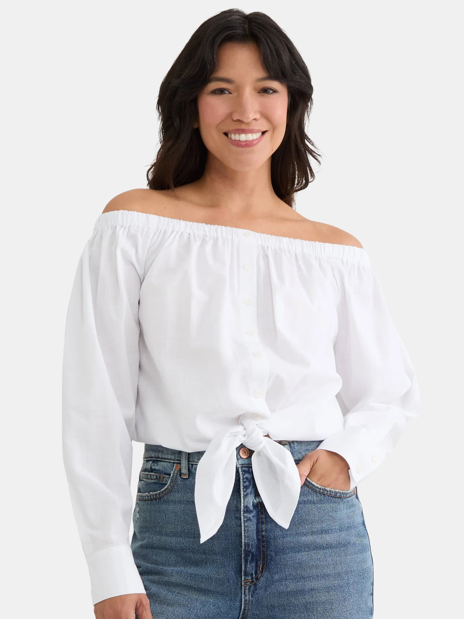 Time and Tru Women's Off The Shoulder Blouse, Sizes XS-XXXL | Walmart (US)