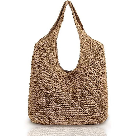 Zendure Hand-woven Soft Large Straw Shoulder Bag Boho Straw Handle Tote Retro Summer Beach Bag Ra... | Walmart (US)