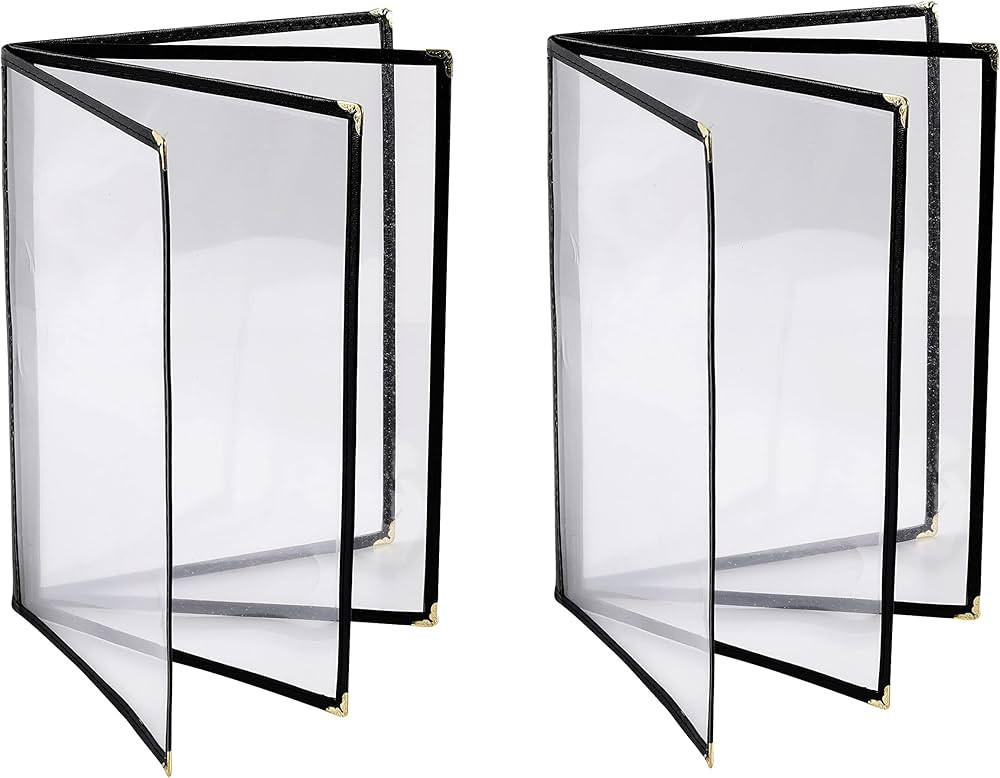 2PCS Menu Covers 8.5" x 11" Restaurant Menu Holder 4 Page 8 View Transparent Menu Sleeve,Fits A4 ... | Amazon (US)
