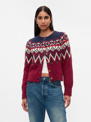 Brushed Fair Isle Cropped Cardigan | Gap (US)