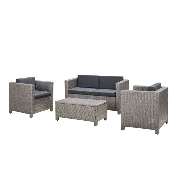 Kappa 4 Piece Rattan Sofa Set with Cushions | Wayfair North America