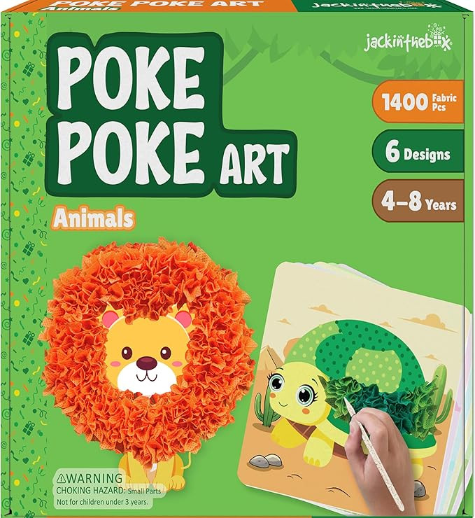 jackinthebox Poke Poke Art – Animals Theme, Mess-Free Fabric Art and Craft, Flower Pressing Kit... | Amazon (US)
