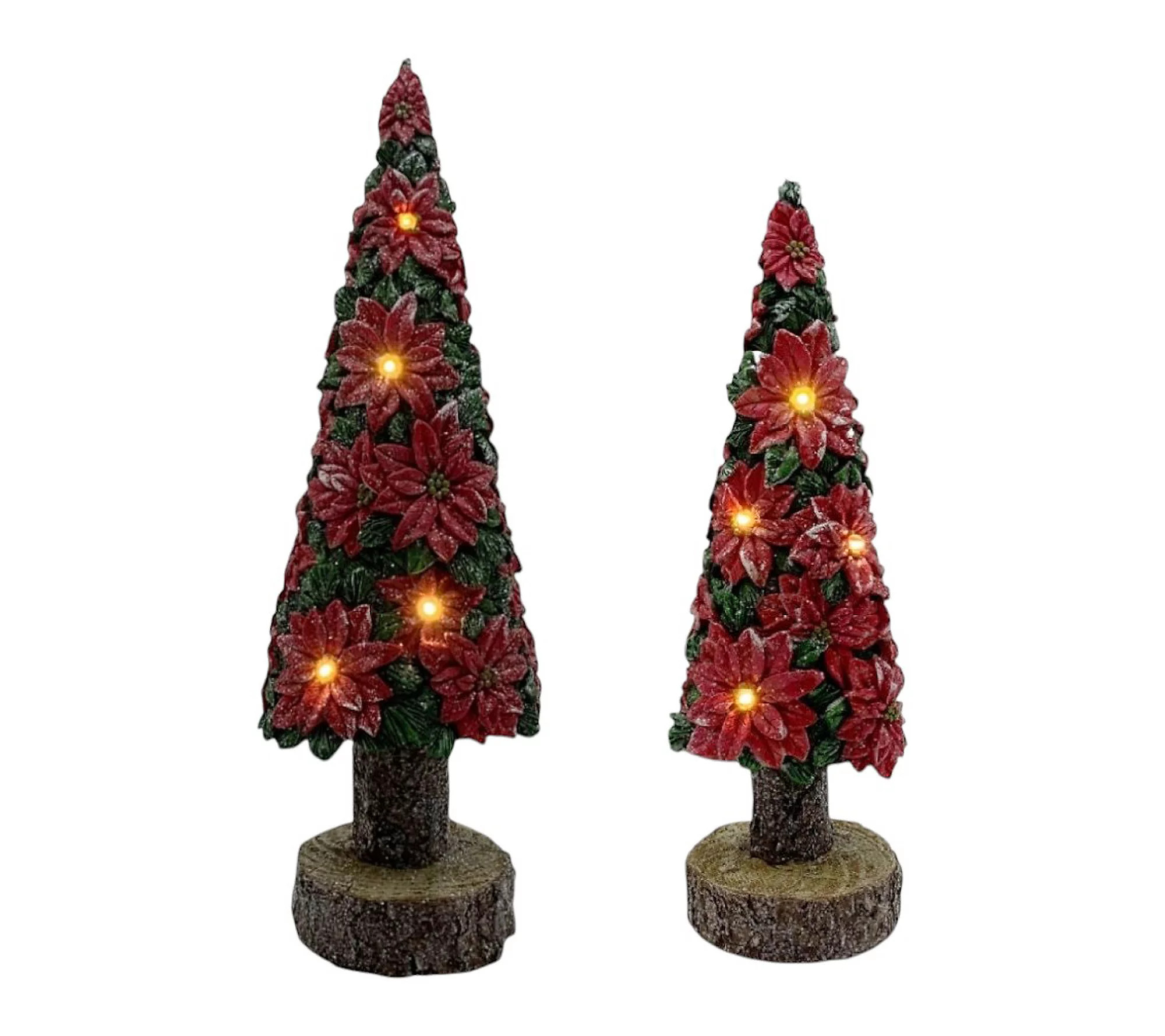 RC Home Decor Set of 2 Light-Up Poinsettia Chri stmas Trees | QVC