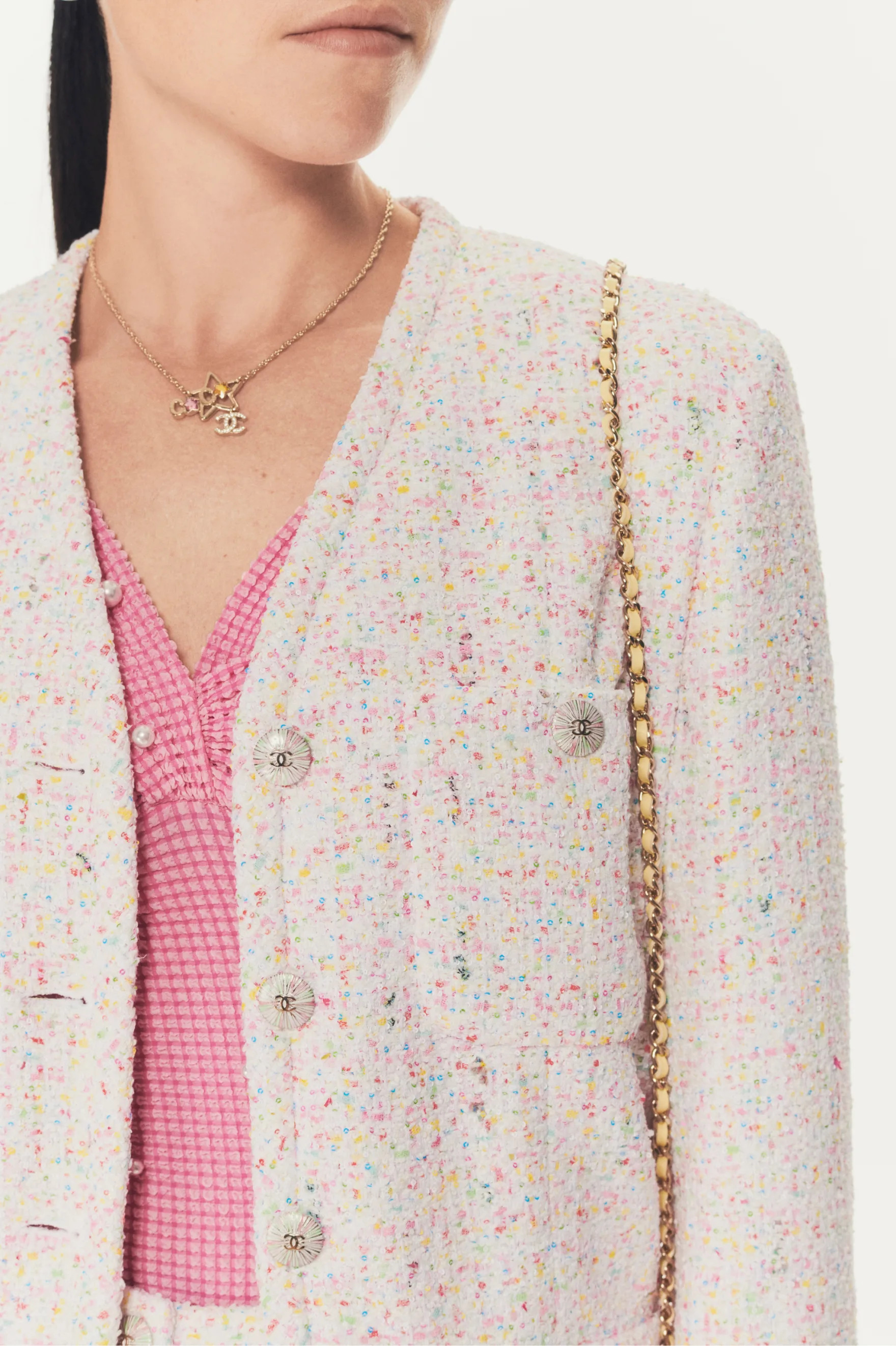 Jacket - Glittered tweed, white, blue & pink — Fashion | CHANEL | Chanel, Inc. (US)