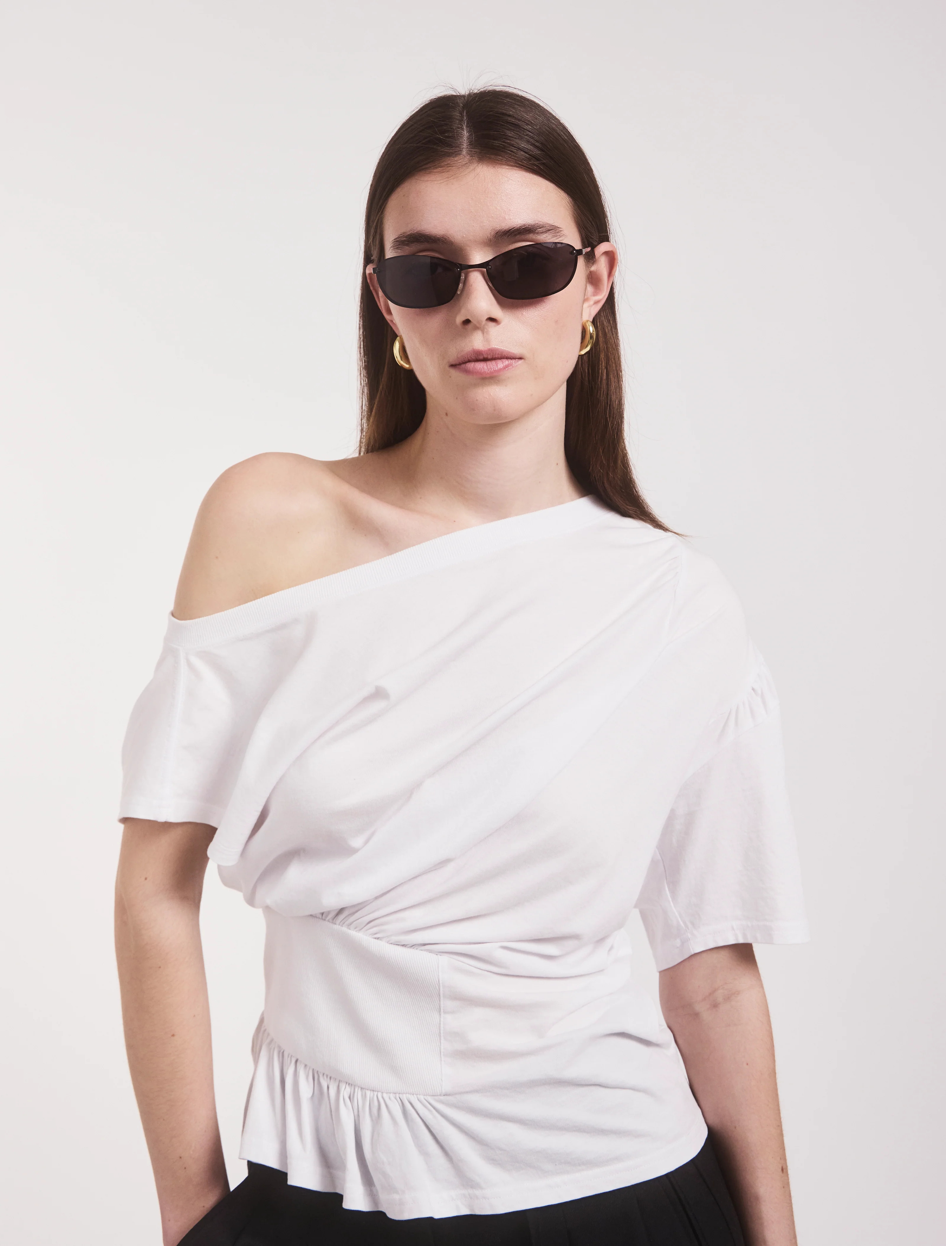 Agathi Draped Top in White | NinetyPercent