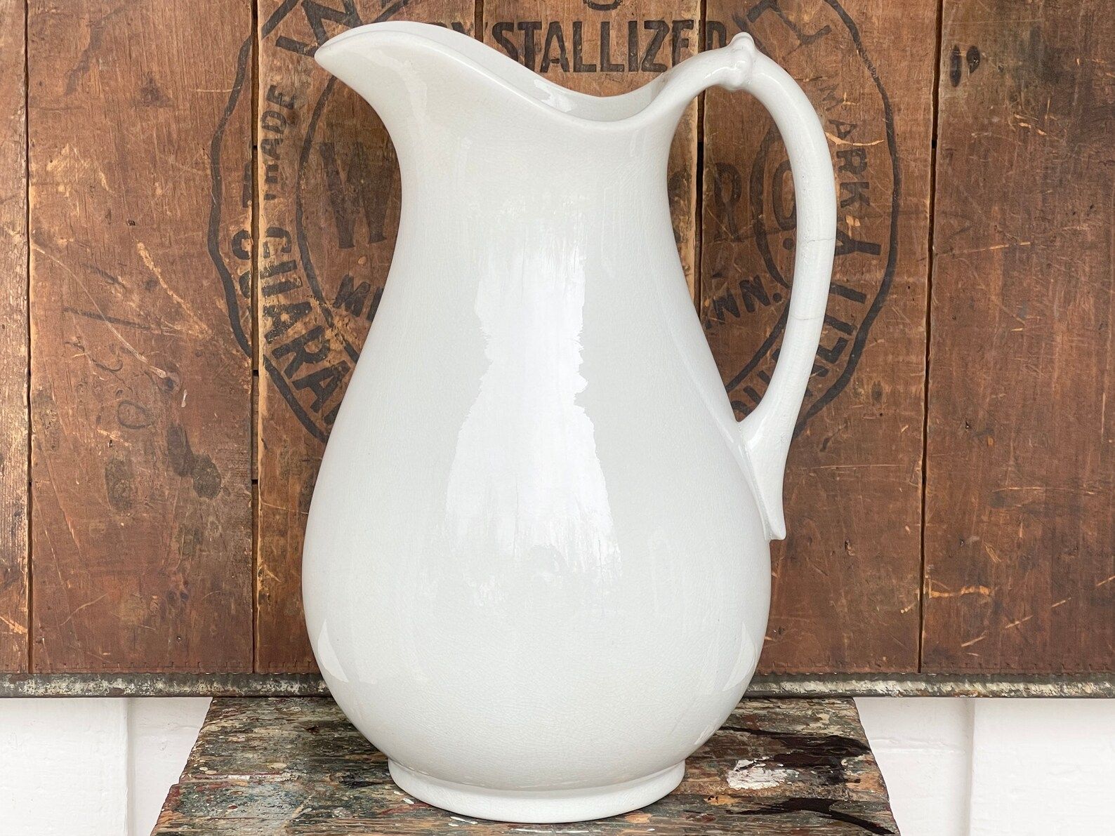 Ironstone Pitcher  1800s Ironstone Pitcher  Antique White | Etsy | Etsy (US)