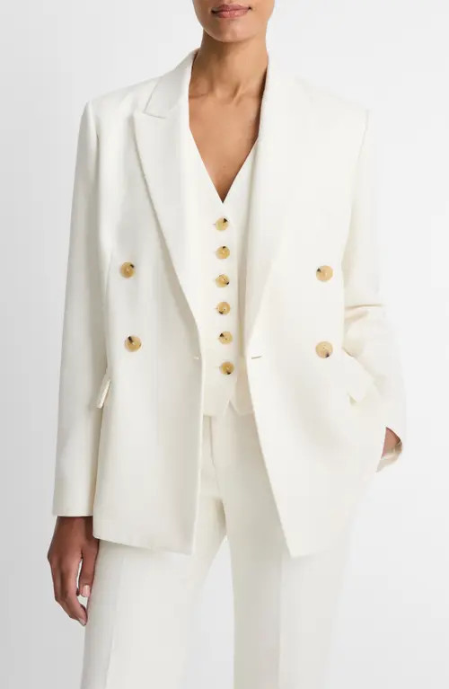 Vince Tailored Double Breasted Blazer in Off White at Nordstrom, Size 0 | Nordstrom