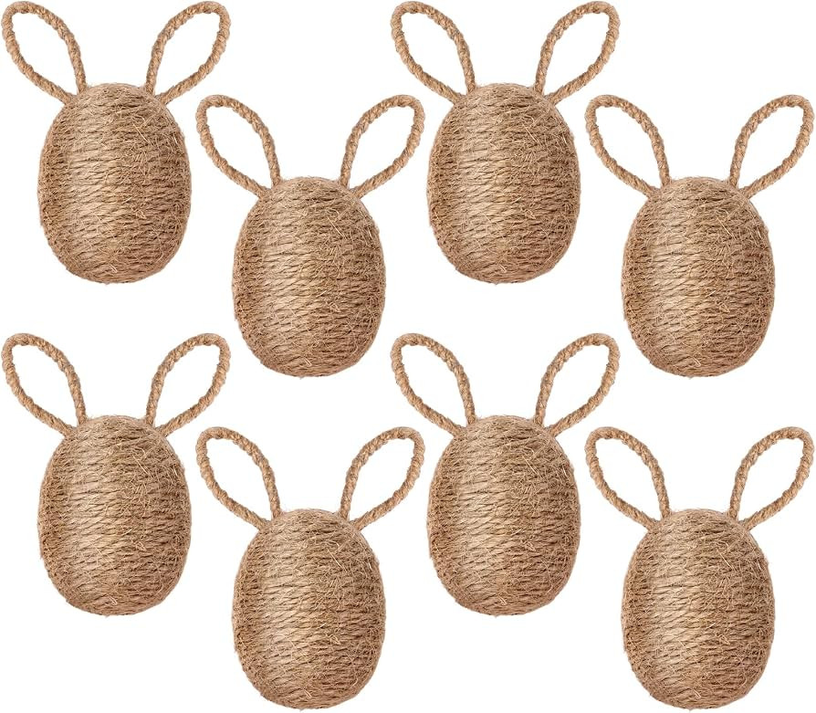 8 Pcs Farmhouse Easter Egg Linen Rope Eggs Rustic Easter Hunt Easter Ornament for Spring Easter B... | Amazon (UK)