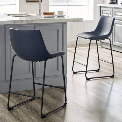 Set of 2 Faux Leather Dining Kitchen Counter Height Barstools - Saracina Home | Target