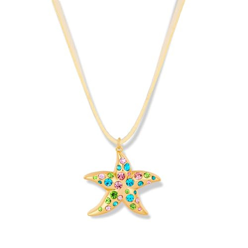 FAUTHENTICUTE Large Starfish Necklaces For Women Cream Leather Cord Necklaces With An Inlaid-stone Starfish Pendant Summer Beach Jewelry | Amazon (US)