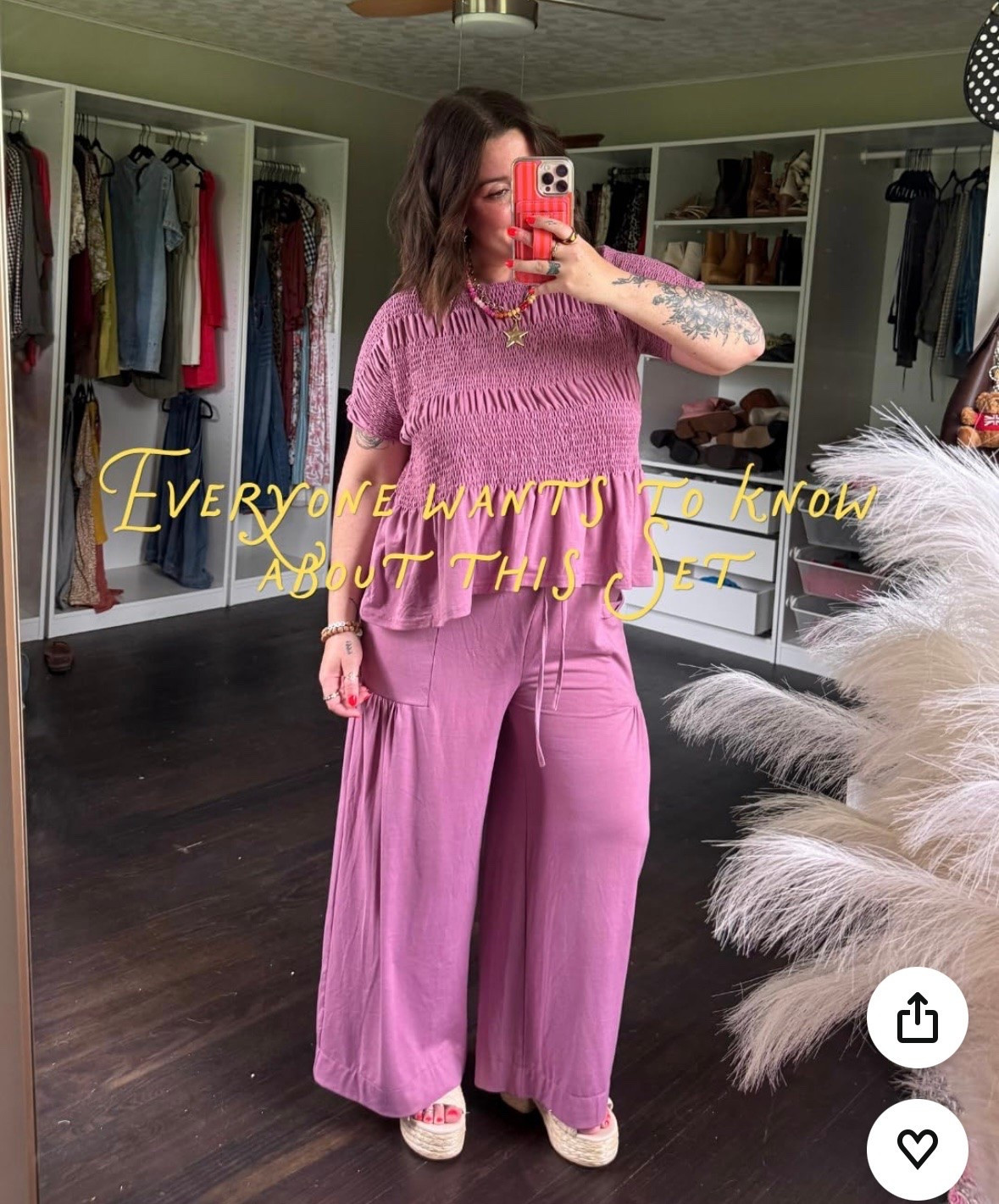 Loving this boho set! Perfect for casual outings, lounging, or just hanging out. The wide-leg pants and smocked top combo is so comfy and cute! I’m 5’1 size 8/10 wearing a medium!

#LTKootd #LTKMidsize #LTKBeauty