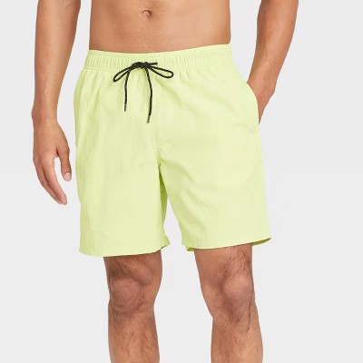 Men's 7" Swim Trunks - Goodfellow & Co™ Green L | Target