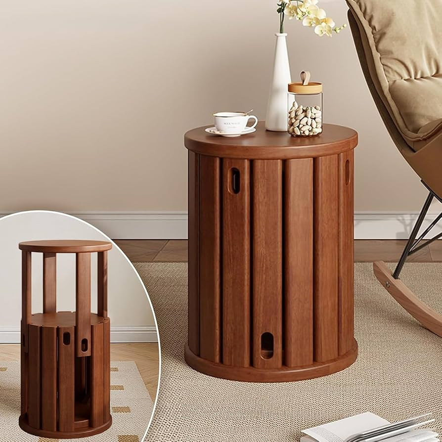 Stackable Stools Set of 4,Round Wood Stool Side Table Stackable End Tables, Versatile as Night St... | Amazon (US)