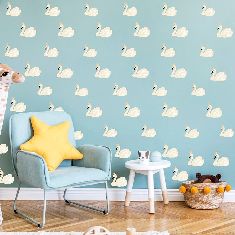 Swan Wall Decals Peel and Stick Boho Nursery Wall Stickers Cute Watercolor Animal Removable Swans... | Amazon (US)