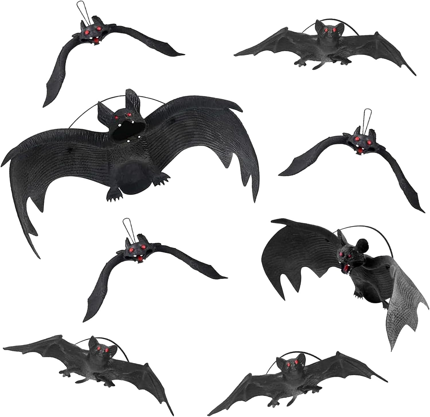 Halloween Deko Set, 8 Stück Realistische 3D Fledermaus Deko, Gummi Fledermäuse Hängende, Horror Gruselig Fledermäuse Dekoration, für Halloween Party Garten Fenster Tür Baum Outdoor Indoor | Amazon (DE)