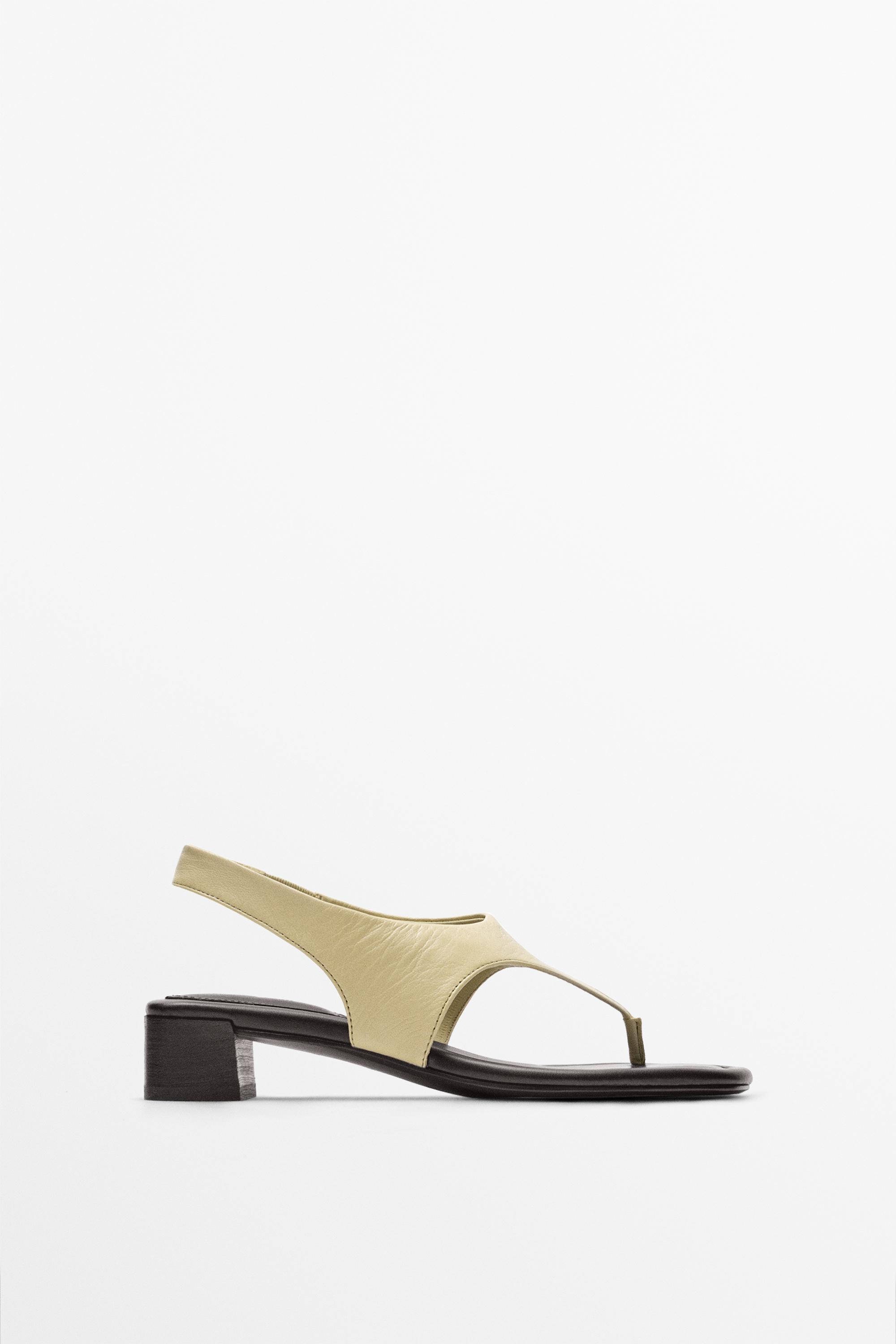 Sandale cuir talon large | Massimo Dutti FR