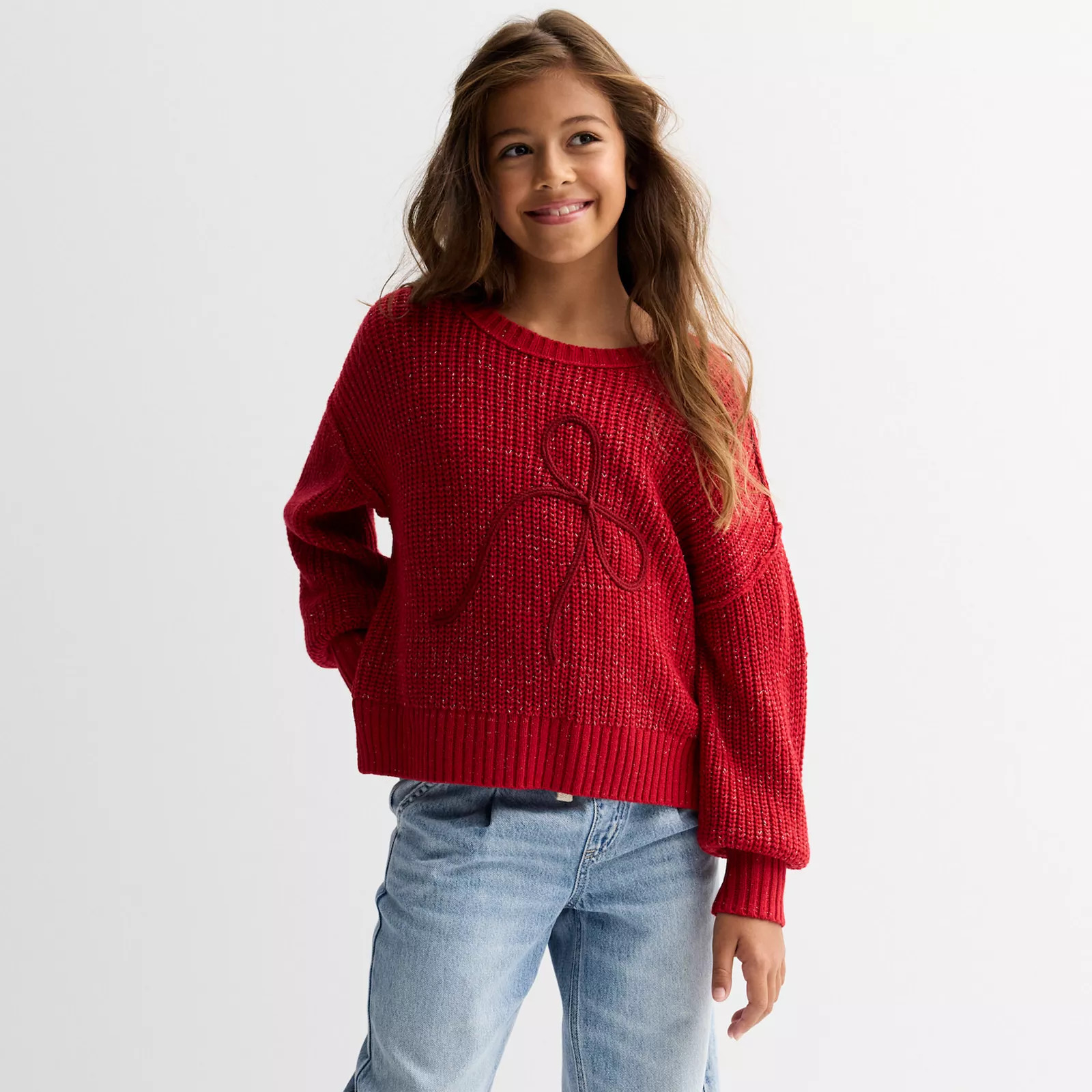 Girls 6-20 SO® Metallic Knit Sweater in Regular & Plus Size | Kohl's