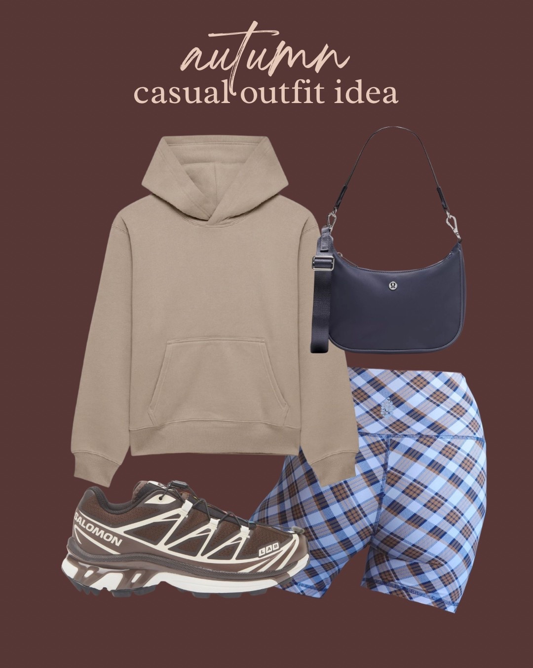 New new 🍂 fall athleisure look! 

Bike shorts, hoodie, Salomon’s