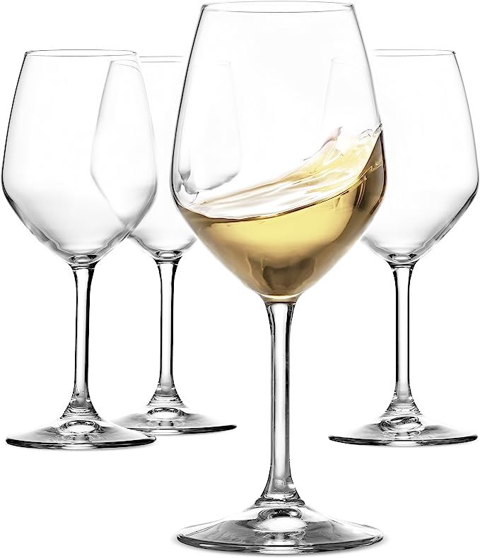 Paksh Novelty White Wine Glasses, 15 Ounce, Shatter Resistant, Wine Glass Set of 4, Clear | Amazon (US)