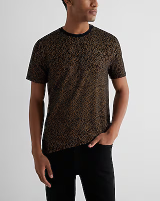 Dot Print Luxe Pique Crew Neck T-Shirt | Express