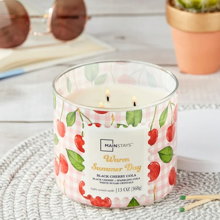Mainstays 3-Wick Wrapped Warm Summer Day Scented Candle, 13 oz | Walmart (US)