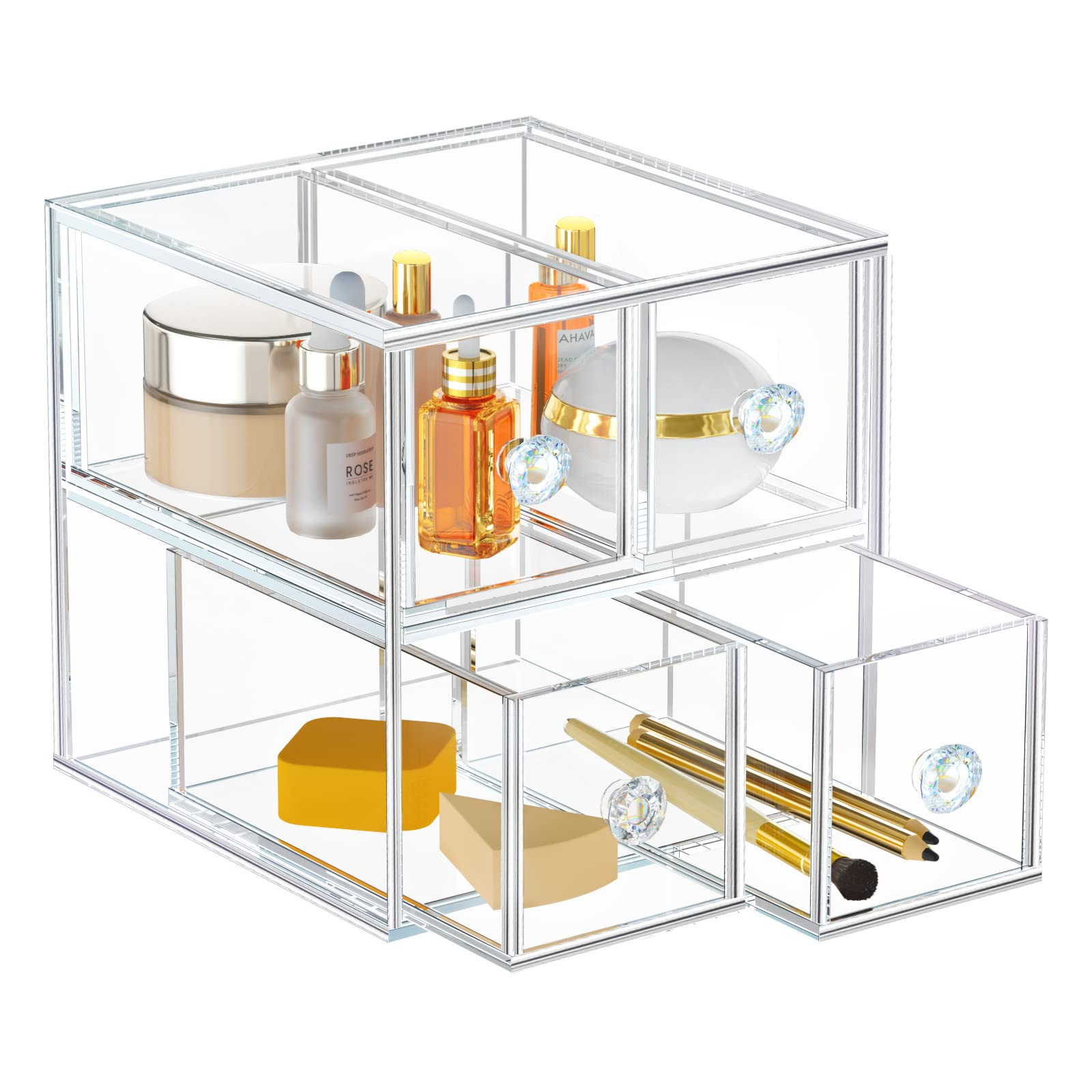 NIUBEE Makeup Organizer with 4 Drawers Acrylic Clear Stackable Cosmetics Storage Display Case for... | Walmart (US)