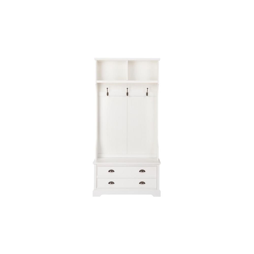 Home Decorators Collection Wilmington White Wood Hall Tree with Bench and Storage (36 in. W x 74 ... | The Home Depot