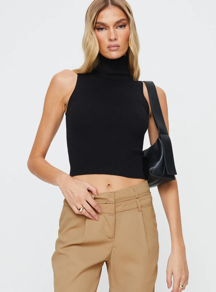 Jepson High Neck Tank Top Black | Princess Polly US