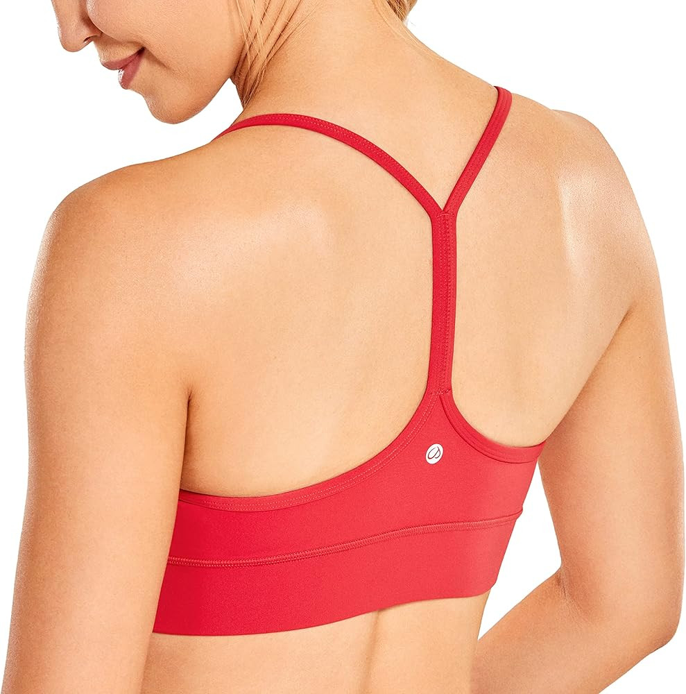 CRZ YOGA Women's Y-Back Racerback Sports Bras T-Back Spaghetti Straps Padded Yoga Bras Tops | Amazon (US)