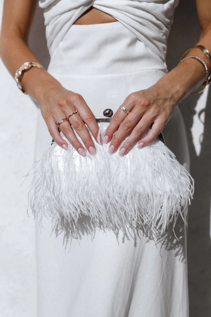 Evelyn Feather Bag - White | Petal & Pup (US)